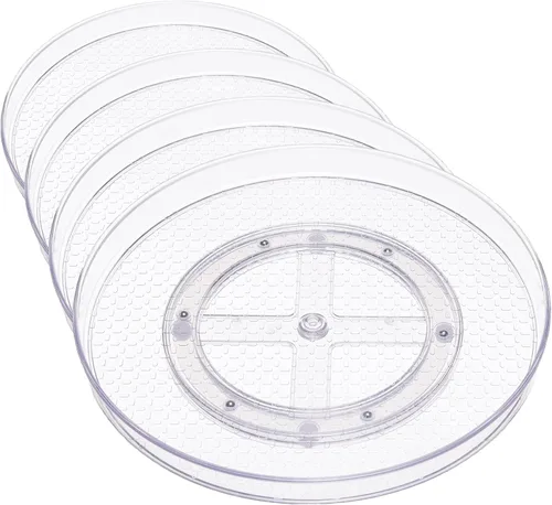 Miniatura 8 de Amazon Basics Lazy Susan - Organizador giratorio para especias y condimentos, 9 pulgadas de diámetro, 2 niveles, transparente