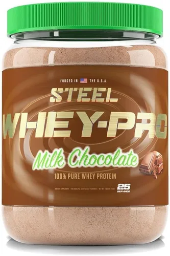 Steel Supplements Whey-Pro | Proteína de suero en polvo 100% pura para hombres y mujeres, chocolate con leche, ganancia muscular y recuperación