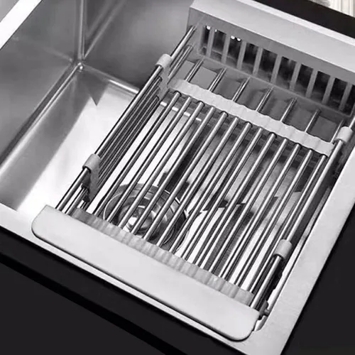 Miniatura 3 de Kitchen Strainers Kitchen Dish Drying Rack,Over Sink Expandable Stainless Steel Drainer,Adjustable Vegetable Fruit Drain Basket for(Black)