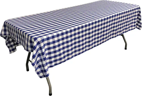 Miniatura 40 de LA Linen Mantel rectangular de poliéster Gingham a cuadros 60 por 84 pulgadas, blanco y verde oscuro