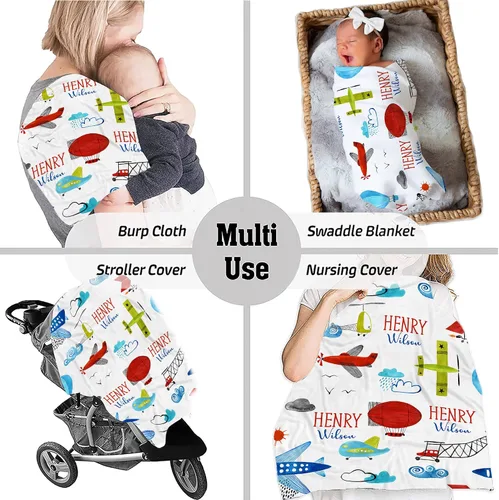 Miniatura 6 de Manta de bebé de avión personalizada, manta de bebé con nombre, manta de bebé con nombre, manta de bebé niño, manta de bebé con monograma, manta
