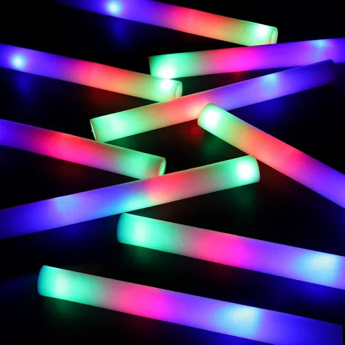Varillas luminosas al por mayor, 16 piezas de varillas de espuma luminosas, varillas de espuma LED que brillan en la oscuridad, suministros para