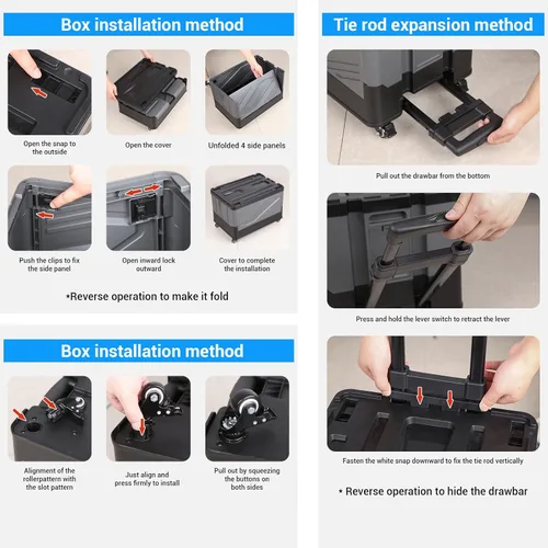 Miniatura 6 de XCBYT Contenedores de almacenamiento con ruedas – Carros rodantes con ruedas para organizadores de clóset y almacenamiento plegable para profesores
