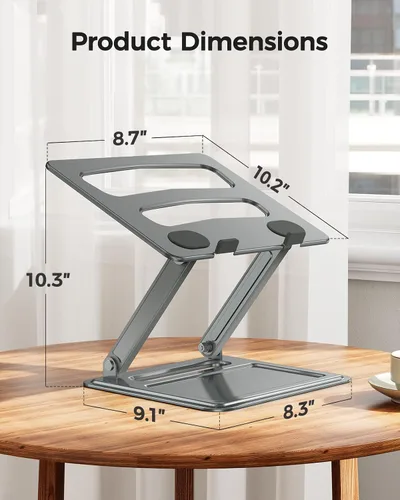 Miniatura 8 de LORYERGO Soporte ajustable para laptop, portátil para portátiles de 17.3 pulgadas, soporta hasta 17.6 libras, postura ergonómica y disipación de Gris