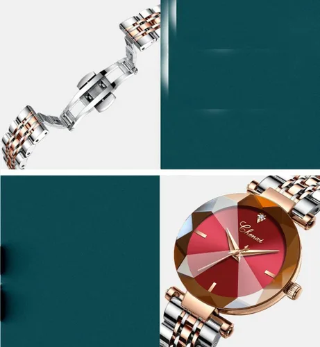 Miniatura 6 de SENRUD Relojes de moda para mujer, reloj de pulsera de malla de acero inoxidable de oro rosa, elegante, regalo para mujer, reloj de pulsera