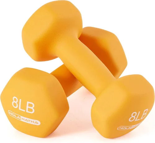 Miniatura 7 de HolaHatha Neoprene Dumbbell Weights Set w/Rack, Home Gym Equipment - Portable Weighted Exercise Dumbbells for Fitness, Training, and Lifting