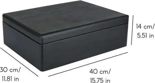 Miniatura 3 de Creative Deco Caja de Almacenamiento de Madera Negra XL con Tapa con Bisagras 15.8 x 11.8 x 5.5 pulgadas (+-0.5) Caja de Regalo Almacenamiento