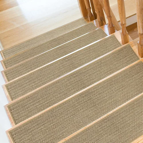 Miniatura 8 de SMILOOL Peldaños Antideslizantes para Escalones de Madera Interior Paquete de 4, 8" X 30", Alfombra para Escaleras de Madera, Alfombras