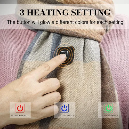 Miniatura 2 de EN'DA professional Bufanda térmica para mujer recargable con batería, 3 niveles de control de temperatura, bufanda eléctrica de invierno, diseño