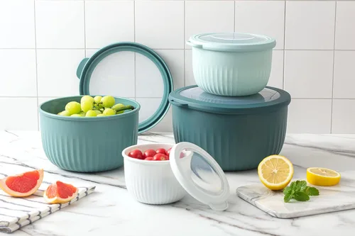 Miniatura 326 de COOK WITH COLOR Tazones de preparación con tapas - Juego de tazones pequeños de mezcla de plástico anchos y profundos anidables con tapas, juego