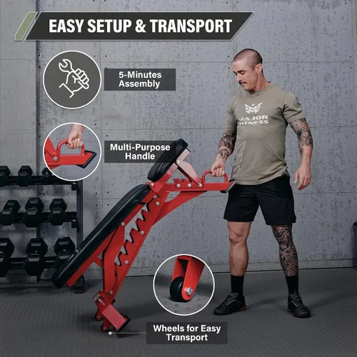 Miniatura 5 de MAJOR FITNESS Banco de pesas, banco de entrenamiento ajustable para entrenamiento de fuerza, prensa de banco y entrenamientos de cuerpo completo