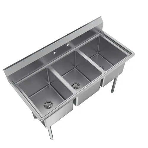 Miniatura 5 de Elkay Foodservice Fregadero de 3 compartimentos, 39 x 19.75 pulgadas OA, altura de trabajo de 36 pulgadas, cuenco de 10 x 14, 10 profundos