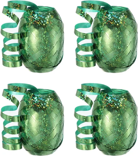 Miniatura 10 de PATIKIL 4 cintas rizadoras de globos prensadas de 3/16 pulgadas láser metálico brillante 11 yardas iridiscentes para Navidad, boda, regalo