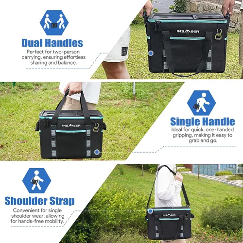 Miniatura 7 de INSMEER Soft Cooler Bag with Hard Shell & 2 Cup Holders, Portable 40L/70 Cans Collapsible Cooler Bags Insulated with Leakproof for Travel, ice