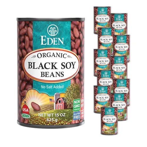 Eden Soja negra orgánica, lata de 15 onzas (paquete de 12), proteína completa, sin sal, sin OMG, sin gluten, vegano, Kosher, cultivado en Estados