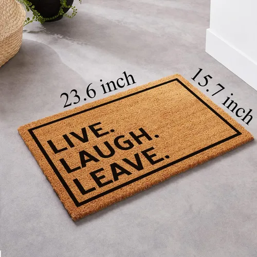 Miniatura 3 de Divertido tapete de coco – Live Laugh Leave Welcome Front Porch Decor – Tapete de goma antideslizante de fibra de coco para exteriores, 23.6 x 15.7