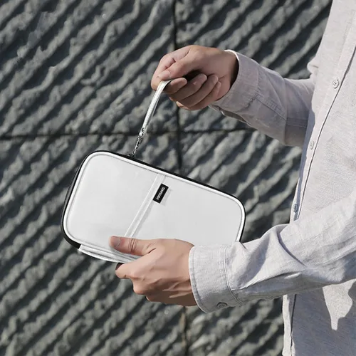Miniatura 15 de VanFn Cartera RFID para pasaporte de viaje, soporte para pasaporte familiar, organizador de documentos de viaje serie P.Travel (nailon, gris)