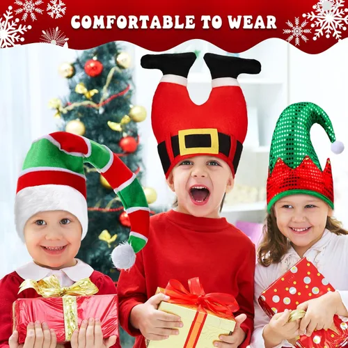 Miniatura 6 de Syhood Sombreros de Navidad, gorro de árbol de Navidad de Papá Noel para fiesta, disfraz de vacaciones para adultos