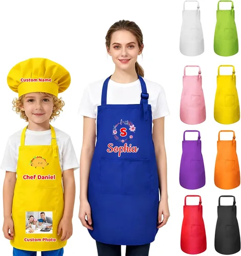 Miniatura 7 de Delantal personalizado para niños, mujeres y hombres con foto de texto, delantal personalizado para mujeres, delantales de chef para hombres