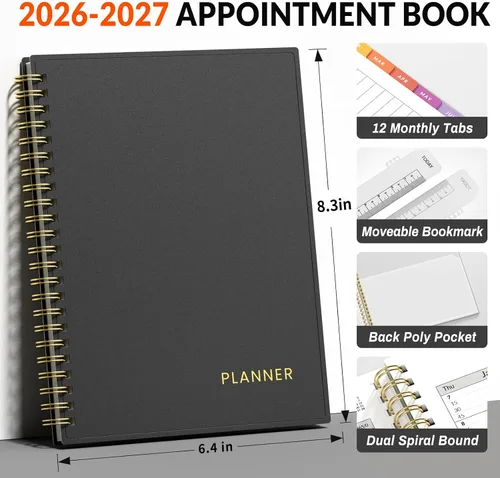 Miniatura 29 de SUNEE Libro de citas 2026-2027, trimestral por hora, semanal y mensual, de julio de 2026 a junio de 2027, planificador académico de 6.4 x 8.3