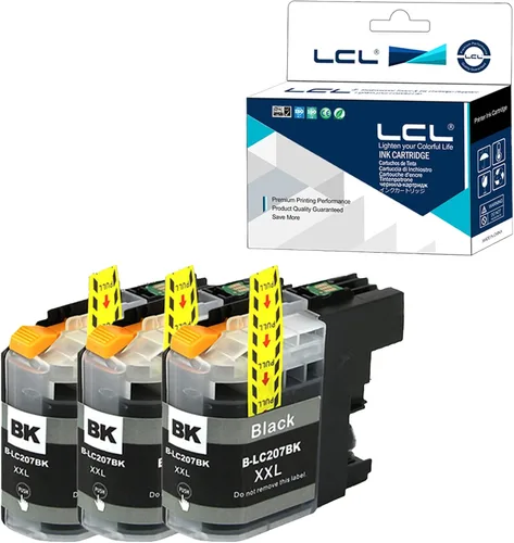 LCL Cartucho de tinta de repuesto compatible para Brother LC207XXL LC207 LC205 LC207BK XXL Super High Yield MFC-J4420DW J4620DW J4320DW (3 unidades)