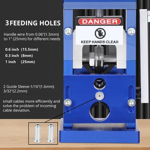 Miniatura 2 de Garvee Máquina peladora manual mejorada, pelador de alambre de cobre de 0.06 a 1 pulgadas con manivela o taladro, herramienta portátil de aluminio