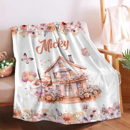 Miniatura 46 de Manta de bebé personalizada para niñas y niños pequeños, recién nacidos, regalos personalizados de vaca floral con nombre y texto, 40 x 30 pulgadas