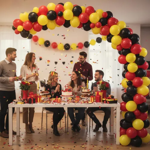 Miniatura 5 de TNWBA Globos rojos, negros y amarillos, 120 globos de látex, decoración de cumpleaños, boda, baby shower, fiesta Rojo Negro Amarillo