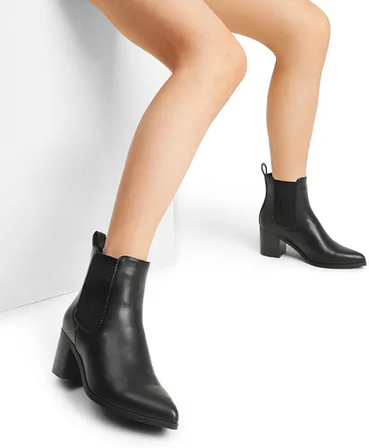 Miniatura 6 de DREAM PAIRS Botines Chelsea elásticos retro para mujer, a la moda, tacón bajo y grueso, puntera puntiaguda, botines de tacón de otoño