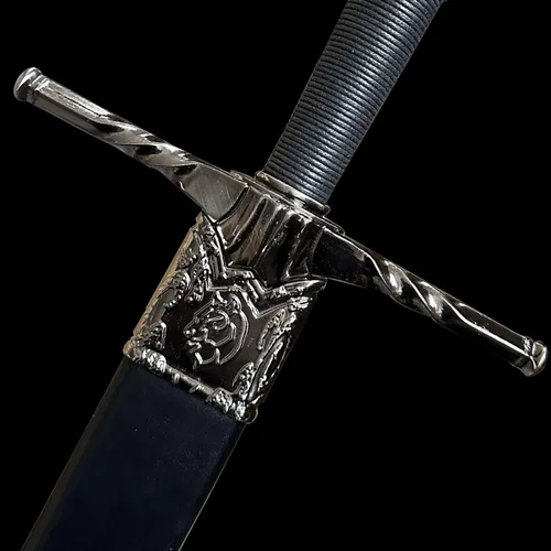 Miniatura 5 de Espada de acero plateado de Geralt de metal completo de 125cm/48.8 pulgadas, acero inoxidable, espada plateada de lobo blanco Aerondight hecha a
