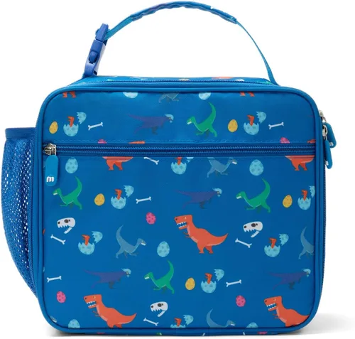 Miniatura 12 de MEXS Lonchera para niños, con dije de bricolaje y bolsas de almuerzo aisladas para niños y niñas, bolsa de almuerzo para la escuela, picnic con Azul
