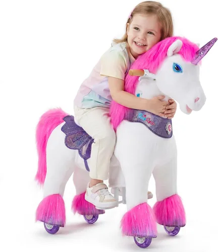 Miniatura 22 de PonyCycle Caballo para montar en pony avanzado modelo Y de peluche marrón juguete de caballo de montar tamaño 3 para edades 3–4, caballo balancín