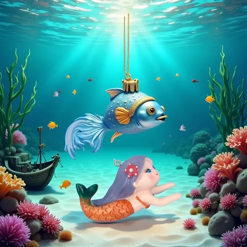 Miniatura 2 de GANPUB Decoración flotante de pecera, sirena de peces de acuario, adornos, decoración llamativa, dibujos animados de mascotas acuáticas, figuras
