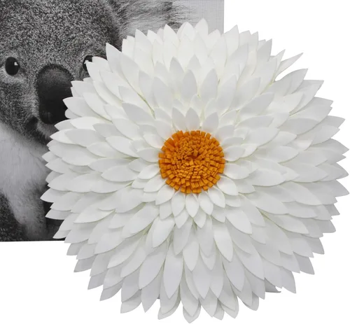 Miniatura 43 de Almohada decorativa 3D de flores de margarita, manta de girasol de 14.5 x 13 pulgadas, decoración redonda para el hogar para sofá y cama