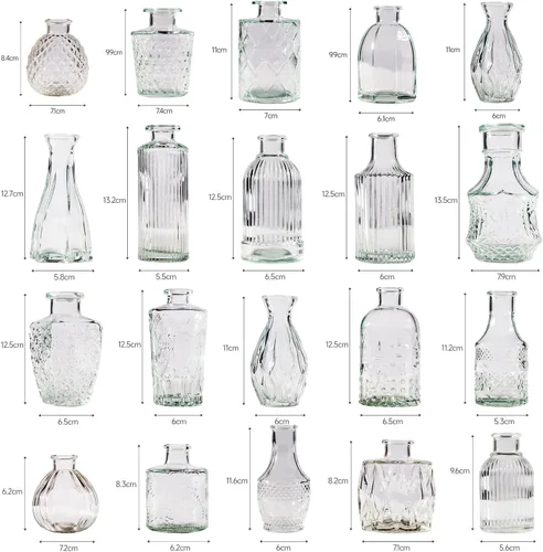 Miniatura 2 de Juego de 40 Piezas de Floreros Pequeños, Floreros para Centros de Mesa, Lindos Floreros de Cristal Pequeños al Por Mayor, Floreros Pequeños