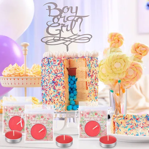 Miniatura 5 de MTLEE 60 juegos de recuerdos de fiesta de baby shower para invitados, regalos de baby shower, velas de té con etiquetas de agradecimiento y bolsas