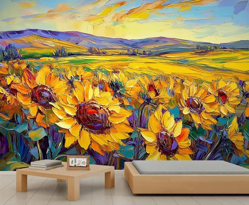 Miniatura 24 de Mural de pared floral retro, papel tapiz rústico floral de bar, flores abstractas 3D, impermeable, para cafetería, restaurante, sala de estar