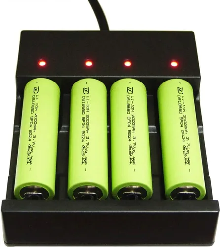 Miniatura 6 de ZYAMY Cargador de batería inteligente USB de 4 ranuras 5V para baterías recargables 3.7V Li-ion 10440, 14500, 16340, 16650, 14650, 13350, 18500