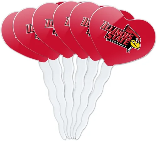 Illinois State - Juego de 6 piezas para decoración de cupcakes con logotipo primario de corazón Universidad de St. Johns