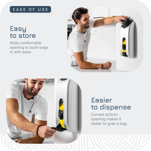 Miniatura 3 de Manterio Dispensador de bolsas de comestibles para montaje en pared, diseño que ahorra espacio, fácil de instalar, a prueba de manchas, resistente a