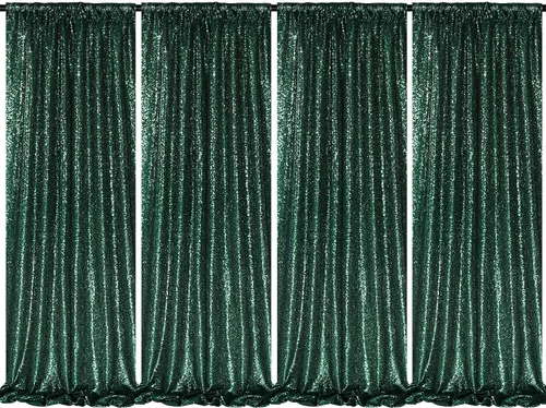 Miniatura 59 de Cortinas con lentejuelas doradas, 2 unidades de 2 x 8 pies, con brillantina, telón de fondo para bodas Rojo
