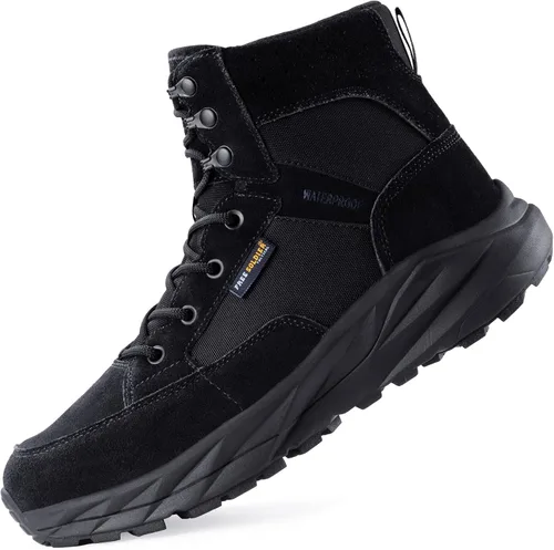 Miniatura 17 de FREE SOLDIER Botas de trabajo duraderas para hombre, 6 pulgadas, ligeras, impermeables, botas de senderismo, botas tácticas de cuero de gamuza