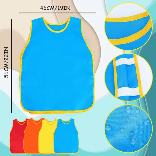 Miniatura 2 de Paquete de 4 delantales artísticos para niños, delantales de pintura para niños, espaciosos, sin mangas, impermeables, delantales de pintura