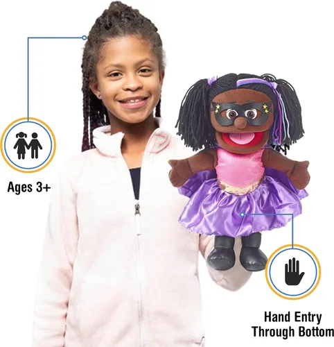 Miniatura 2 de Superhéroe de 14", niña negra, marioneta de mano