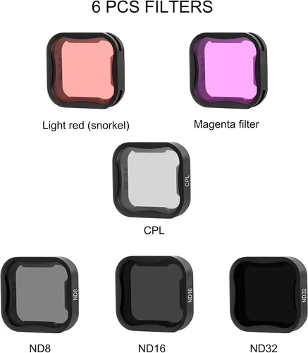 Miniatura 8 de SOONSUN Paquete de 6 filtros de lente para GoPro Hero 7, 6, 5, negro (ND8, ND16, ND32, CPL, rojo claro, filtro magenta), polarización circular