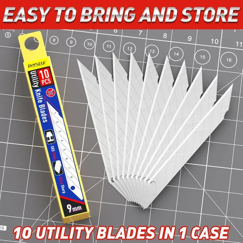 Miniatura 4 de DIYSELF Cuchillas de cuchillo utilitario, paquete de 50 recambios para cuchillo de caja de 9mm con hoja a presión, acero de alto carbono