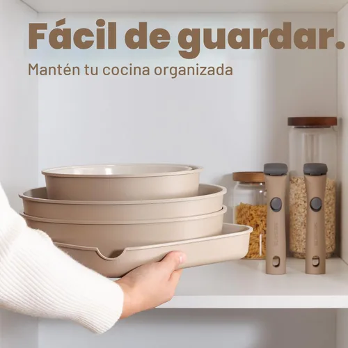 Miniatura 3 de SENSARTE Juego de ollas y sartenes de cerámica de 17 piezas, antiadherentes con mango desmontable, utensilios de cocina de inducción con mango