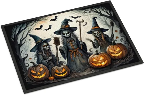 Miniatura 74 de Caroline's Treasures DAC2223MAT - Felpudo espeluznante de Halloween con gato negro de 18 x 27 pulgadas, tapete para puerta delantera