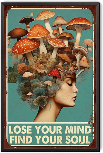 Miniatura 15 de Cartel de hojalata con texto en inglés «Lose Your Mind Find Your Soul Mushrooms Hunters», póster artístico de 8.00 x 12.00 pulgadas