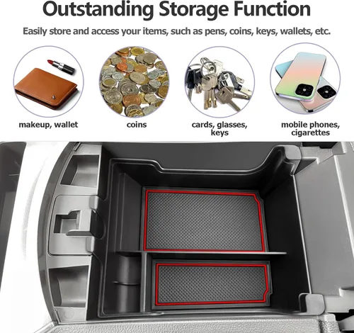 Miniatura 4 de LUWU Bandeja organizadora para consola central Ford Edge 2024 2020 2021 2022 2023 2024 Ford Edge SE/SEL/ST-Line/Titanio/ST, organizador de consola